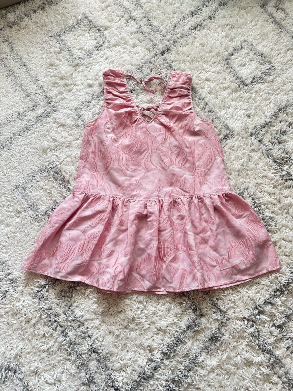GANNI Gathered cloqué mini dress Baby pink Size EU 42